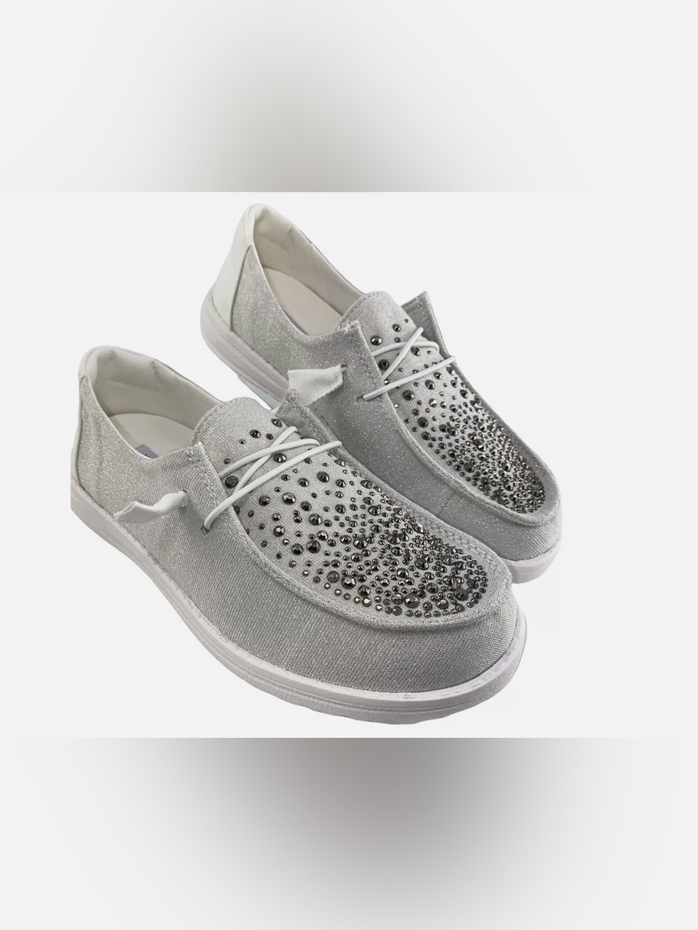 Not Rated Silver Crystal-Studded Women's Slip-On Sneakers